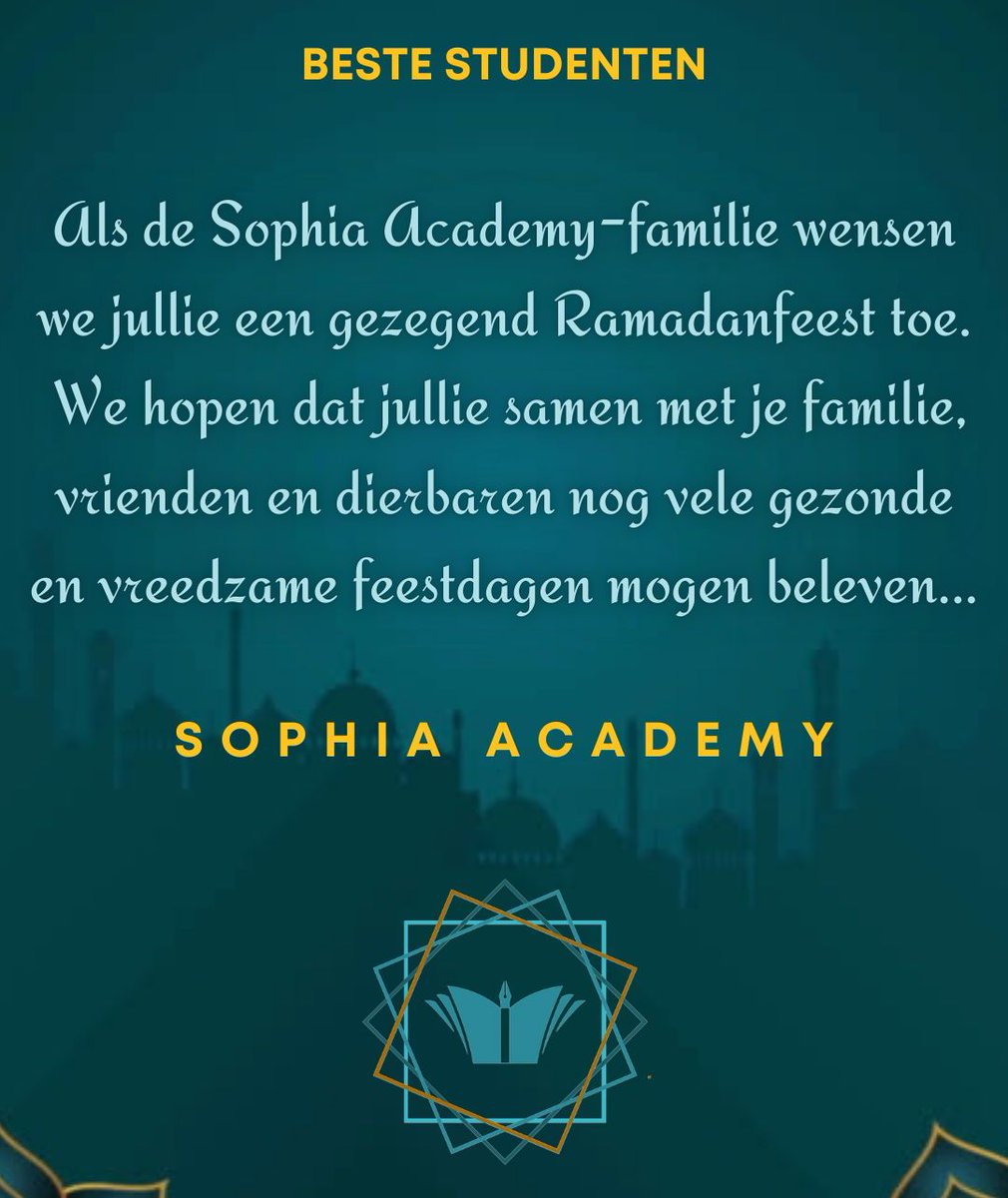 Sevgili öğrenciler,
Sophia Academy ailesi olarak Ramazan Bayramınızı tebrik ederiz.

Beste studenten,
Als de Sophia Academy-familie wensen we jullie een gezegend Ramadanfeest toe.

Sophia Academy