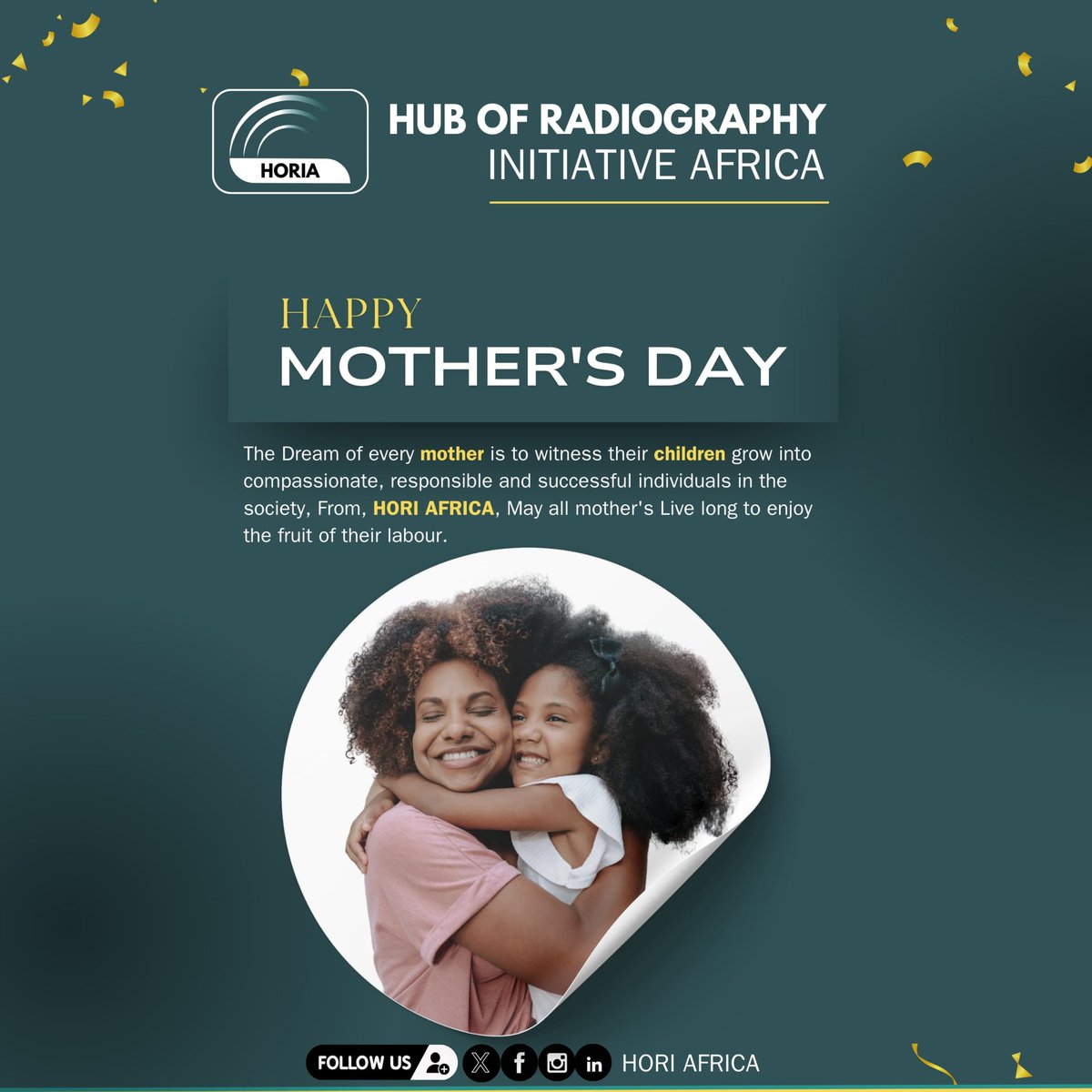 HAPPY MOTHER'S DAY 🎉

At Hub of Radiography Initiative Africa, we celebrate the selfless love and dedication of mothers everywhere. May all mothers live long to reap the rewards of their labor

Happy celebrations to all amazing moms out there! 🎉💕

#Horiafrica #motherslove