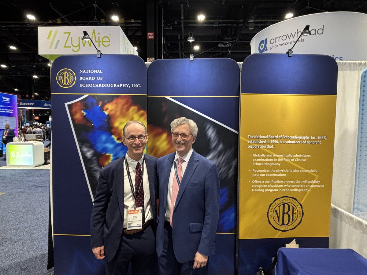 National Board of Echocardiography (@nbe_96) on Twitter photo ACC.25 is a great place to network and connect with colleagues. ASE President-Elect David Wiener and NBE President-Elect Allan Klein visit the Expo Hall and you should too! Booths 2046/2047 <a href="/ASE360/">American Society of Echocardiography</a> <a href="/DavidWienerMD/">David H. Wiener, MD</a> <a href="/AllanLKleinMD1/">Allan L. Klein</a> #Echocardiography #ACC25 ACC.25 is a great place to network and connect with colleagues. ASE President-Elect David Wiener and NBE President-Elect Allan Klein visit the Expo Hall and you should too! Booths 2046/2047 <a href="/ASE360/">American Society of Echocardiography</a> <a href="/DavidWienerMD/">David H. Wiener, MD</a> <a href="/AllanLKleinMD1/">Allan L. Klein</a> #Echocardiography #ACC25