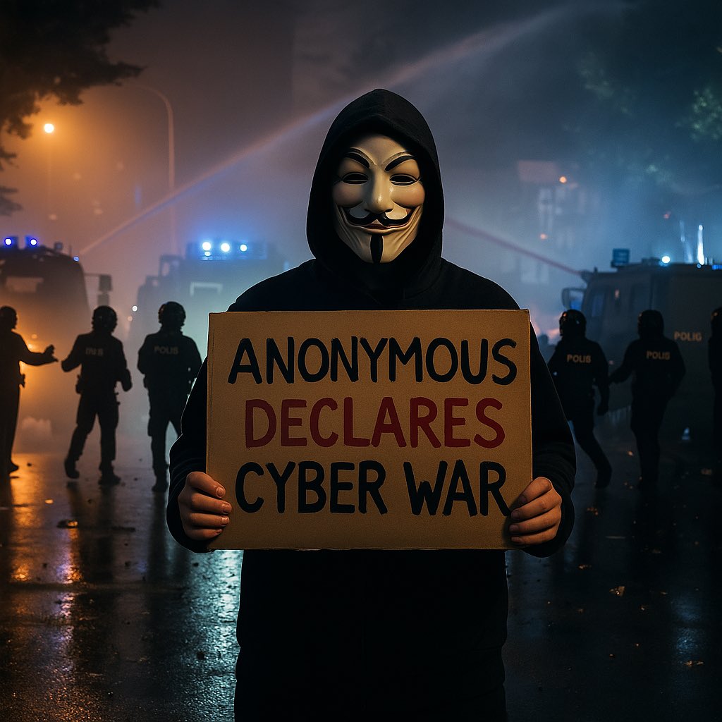 alegorikai's tweet photo. 30.03.2025
Anonymous, Türkiye'ye siber savaş ilan ettiğini duyurdu. #anonymous #hacker #turkiye #gundem #allegoricalintelligence @YourAnonTV @YourAnonNews https://t.co/6ZFxmjQCoX
