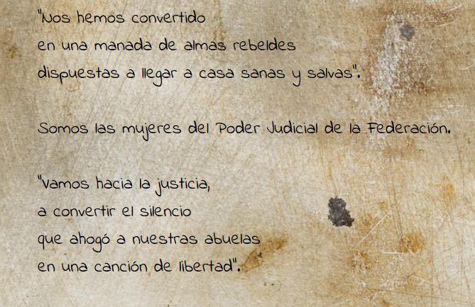 Nadie va a mencionarnos en sus campañas, no importa, aquí estamos

Vamos hacia la justicia,
a convertir el silencio 
que ahogó a nuestras abuelas
en una canción de libertad 

#NoLlegamosTodas 
Somos las mujeres del #PJF 
30.03.2025