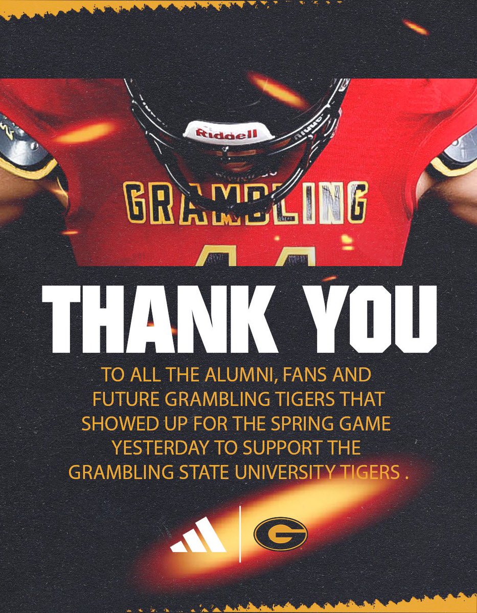 Erik_Losey's tweet photo. Big thanks to those that joined us for the spring game yesterday! What a crowd &amp; experience. Big shout out to ‘The World Famed Grambling State University Tiger Marching Band’ for the energy they brought.  The ‘G’ Nation just does it bigger &amp; better!! #RestoreTheOrder #StrikeFirst https://t.co/RG4LkukLoS
