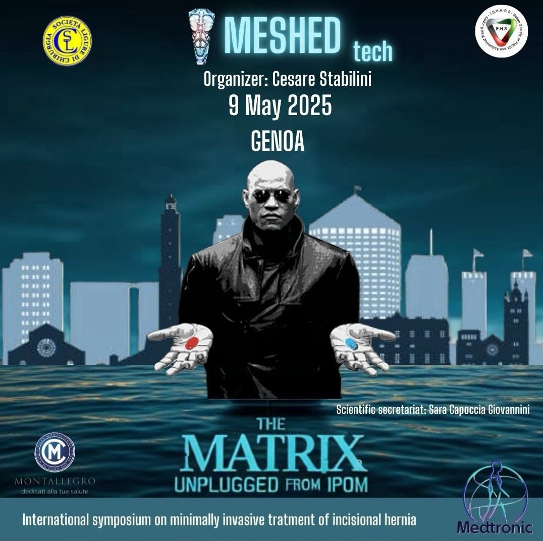 hgok's tweet photo. 🚨 The MATRIX, UNPLUGGED from #IPOM
I will speak at MESHED - International Symposium on Minimally Invasive Treatment of #IncisionalHernia, on May 9th, 2025 in Genoa, Italy.
I’m honored to join this innovative #HerniaSymposium, organised by my esteemed friend Cesare Stabilini, where we dive deep into the evolution of #MIS #HerniaSurgery, 'Whence we came, whither we go!'
My talk, 'Achilles Heel of #eTEP', will explore the critical challenges of this game-changing technique—discussing its limitations, potential pitfalls, and how we can refine our approach to optimise patient outcomes.
Looking forward to exchanging ideas with respected #HerniaFriends.
#Hernia2025Genoa #WeareEHS #IPOMplus #VHR #AWR