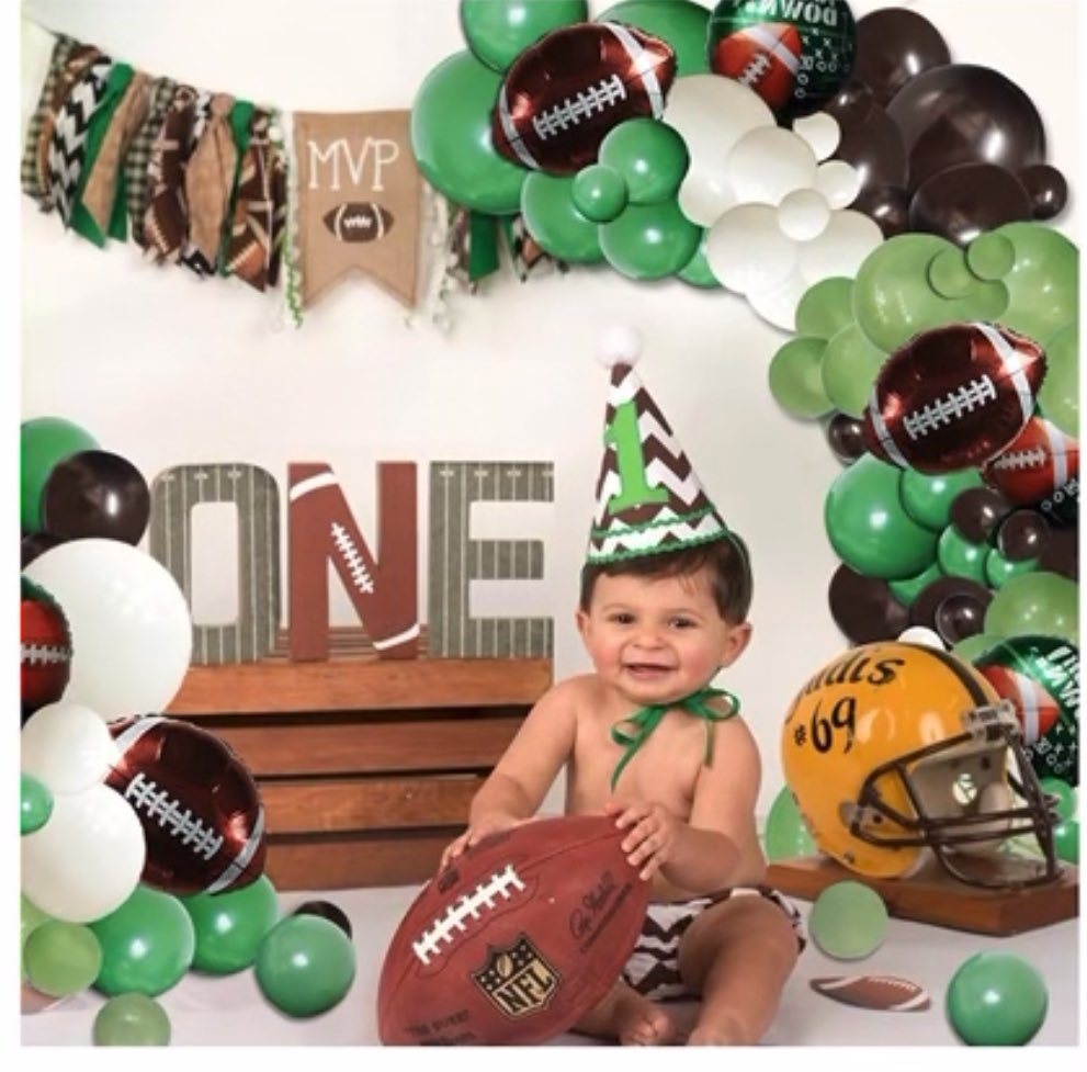 mspopshop's tweet photo. Halfway to One! Celebrating six months of cuteness with a winning football-themed setup! 🏈🎈 #HalfwayToOne #MsPopShop #Inspo https://t.co/9wkNPglgZu