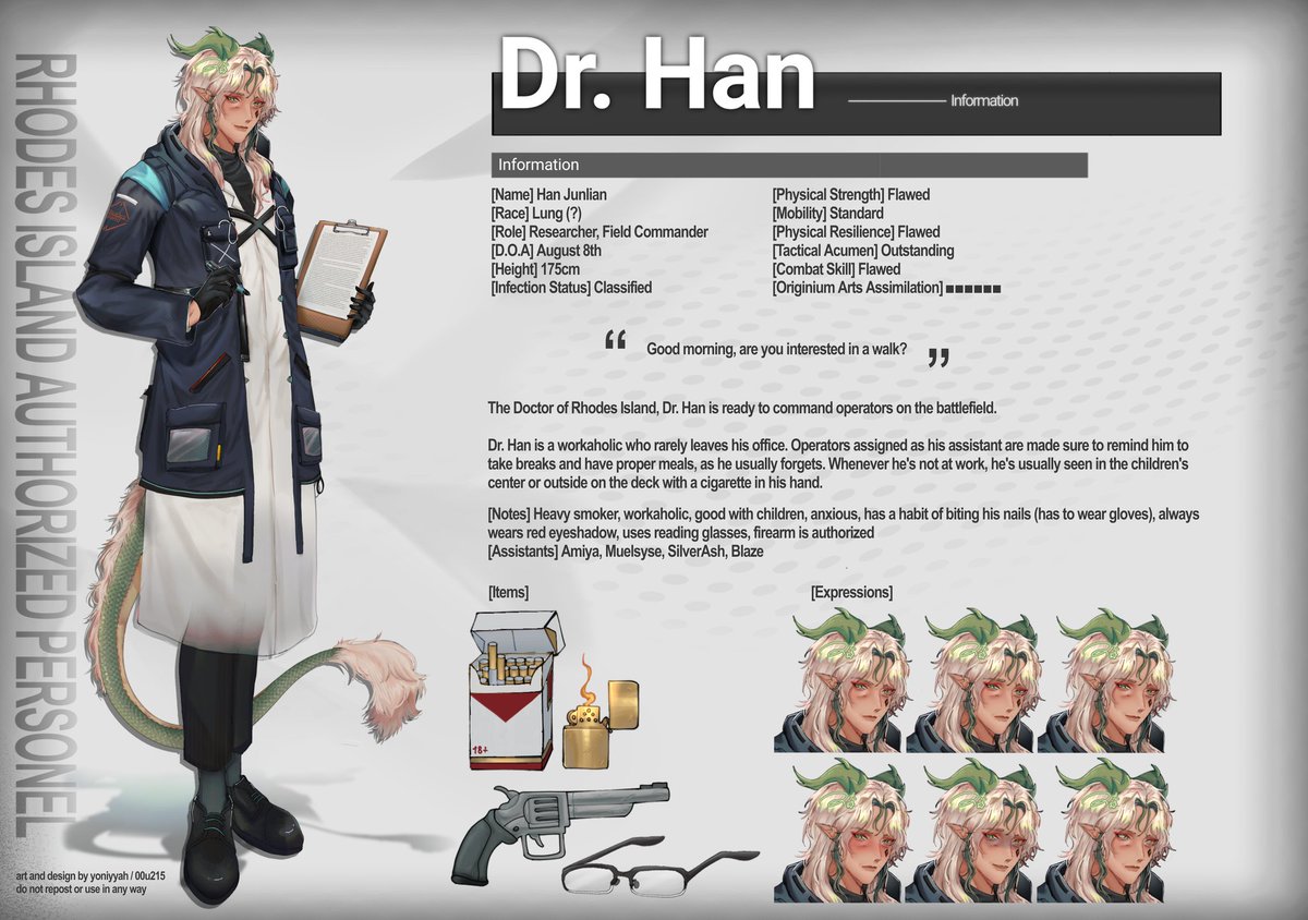 #Arknights #明日方舟 
My Doctor oc, Han! 😇📉