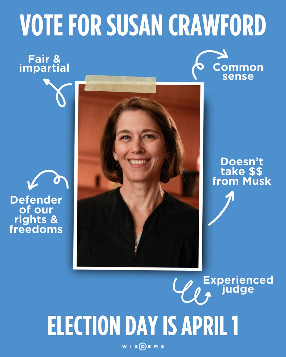 REMINDER! April 1. Your ballot needs to be cast. Vote for Judge Susan Crawford.