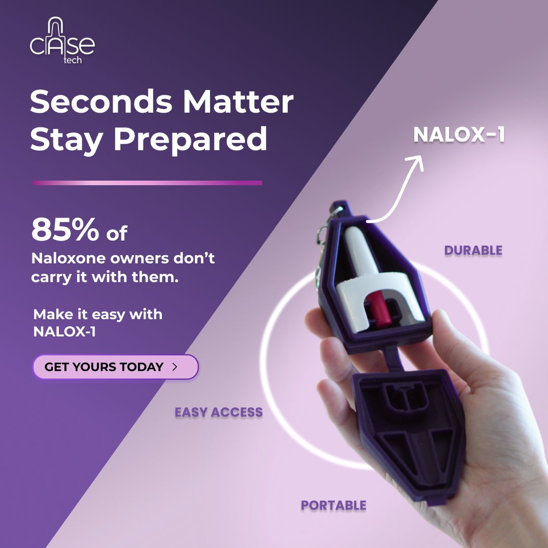 nCaseTech's tweet image. 85% of people who own Narcan do not carry it with them. Make it easy with NALOX-1 (Narcan keychain case) 
It is sleek and durable case that makes carrying Naloxone effortless. 

Link in our Bio! #Narcan #overdose