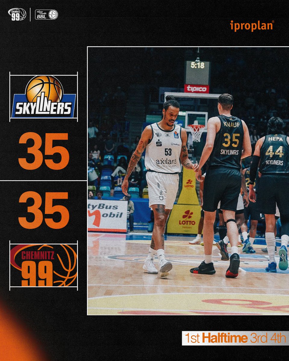 HALBZEIT

Wir gehen mit einem 35:35 Unentschieden in die Halbzeitpause gegen die Frankfurt Skyliners.

In der zweiten Halbzeit müssen wir auf jeden Fall noch einen Gang zulegen, wenn es heute mit dem dritten Auswärtssieg in Serie klappen soll! Let's Go! 🔥