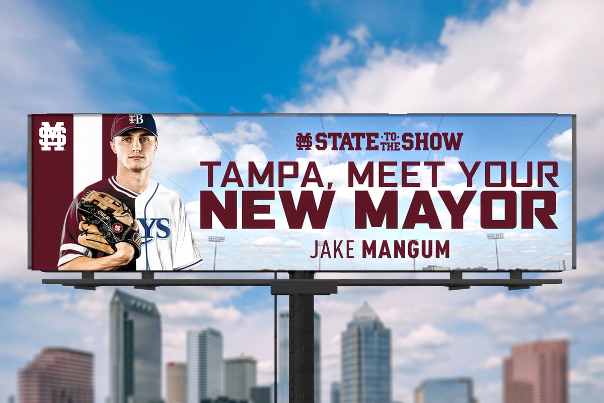 Billboards are up in Tampa! 

The Mayor is in the @raysbaseball starting lineup for his MLB Debut this afternoon!

#HailState🐶 x #StateToTheShow