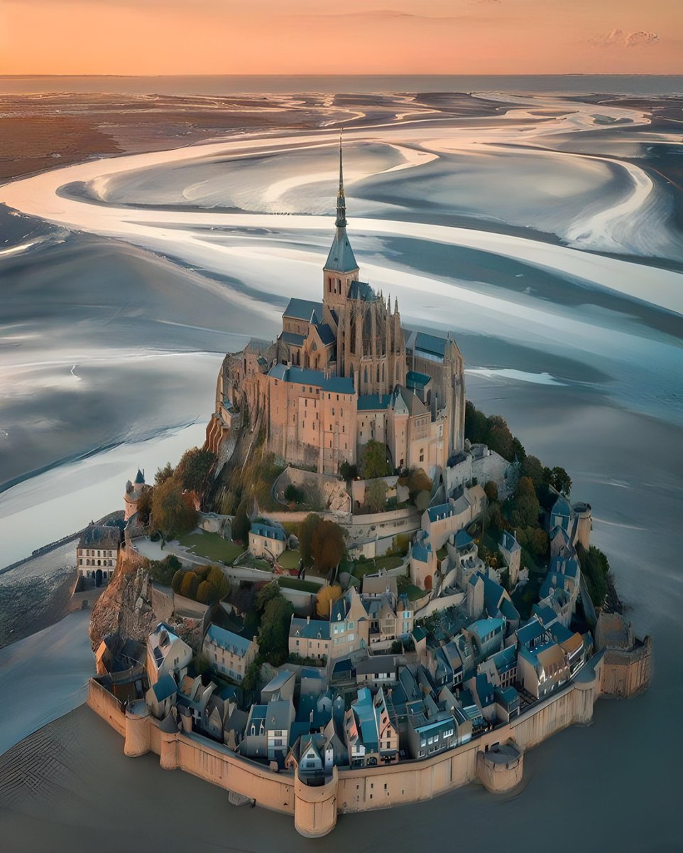 Esta es Mont Saint Michel, una abadía de 1.300 años construida en Normandía, Francia.

Es una obra maestra de ingeniería medieval y desafía todas las probabilidades.

Pero no es una única maravilla, es parte de la mayor formación de maravillas de las que nunca has oído hablar🧵