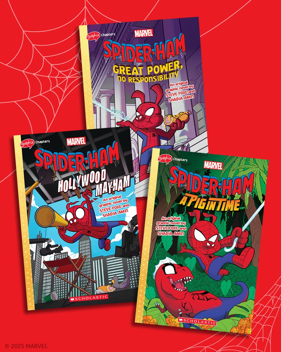 Scholastic (@scholastic) on Twitter photo <a href="/Marvel/">Marvel Entertainment</a> Spider-Ham series by Steve Foxe, illustrated by <a href="/shadiaminart/">Shadia Moved to 🦋</a>
🕷️ Spider-Ham # 1: Great Power, No Responsibility
🕷️ Spider-Ham # 2: Hollywood May-Ham
🕷️ Spider-Ham # 3: A Pig in Time
Read them all ➡️ kids.scholastic.com/kid/books/marv… <a href="/Marvel/">Marvel Entertainment</a> Spider-Ham series by Steve Foxe, illustrated by <a href="/shadiaminart/">Shadia Moved to 🦋</a>
🕷️ Spider-Ham # 1: Great Power, No Responsibility
🕷️ Spider-Ham # 2: Hollywood May-Ham
🕷️ Spider-Ham # 3: A Pig in Time
Read them all ➡️ kids.scholastic.com/kid/books/marv…