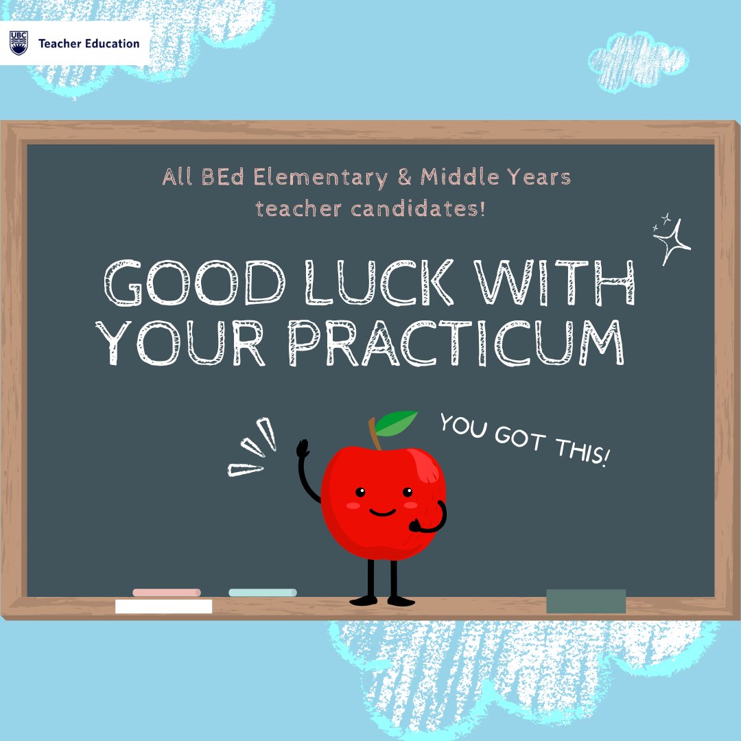 On Monday, March 31, UBC BEd Elementary &amp; Middle Years teacher candidates begin their 10-week practicum in schools. Wishing you all the best of luck on this amazing journey! 📚