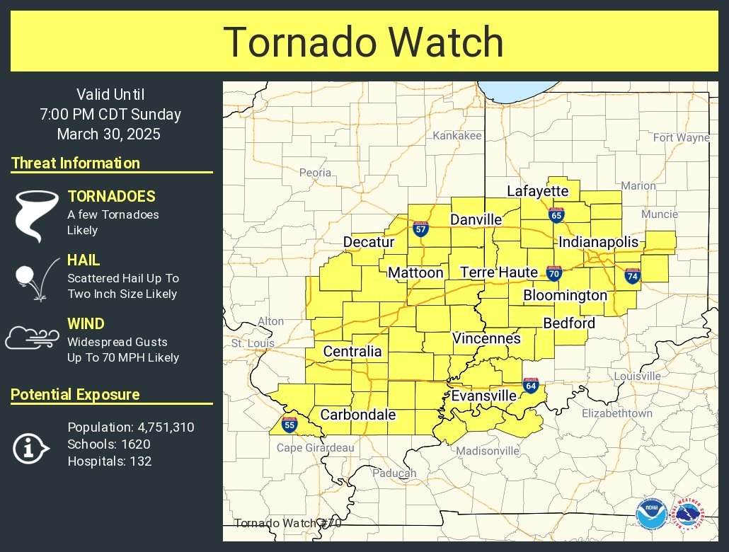 LimWeather's tweet image. #TornadoWatch in C #HossierAlley esp #DecaturIL,#Carbondale,#Urbana,#DanvilleIL,#HendersonKY,#Owensboro,#Evansville,#Indianapolis,#LafayetteIN,#BloomingtonIN,#terrehaute,#Fishers,#Carmel,#Noblesville,#GreenwoodIN
#Wxx #wxTwitter #SPC #Tornado #Wind #Hail #Inwx #Kywx #Ilwx #Mowx