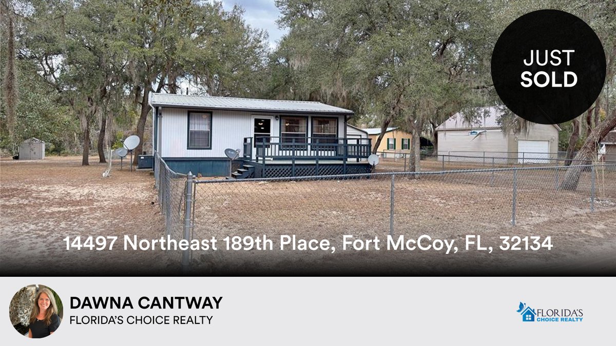 DCantwayRealtor's tweet photo. 🛌 2 🛀 1 🚘 4
📍 14497 Northeast 189th Place, Fort McCoy, FL, 32134

My latest sale on RateMyAgent.
Broker BK3349668
https://t.co/ca1UZJ3ggq

...
#ratemyagent #realestate #FLORIDAS_CHOICE_REALTY https://t.co/YIQ9uL66EK