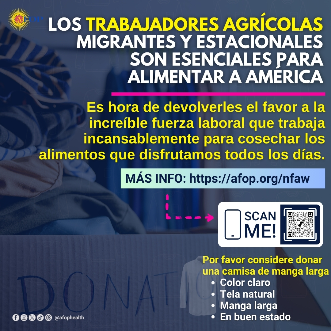 🎉 Have you donated your long- sleeve shirt yet? 👕 Why not gather your friends and community to collect shirts and drop them off at the nearest location! 🌾 Let’s make an even bigger impact together! 
🌍afop.org/nfaw/

#NFAW #NFAW2025 #NLSSD2025 #farmworkers #AFOP