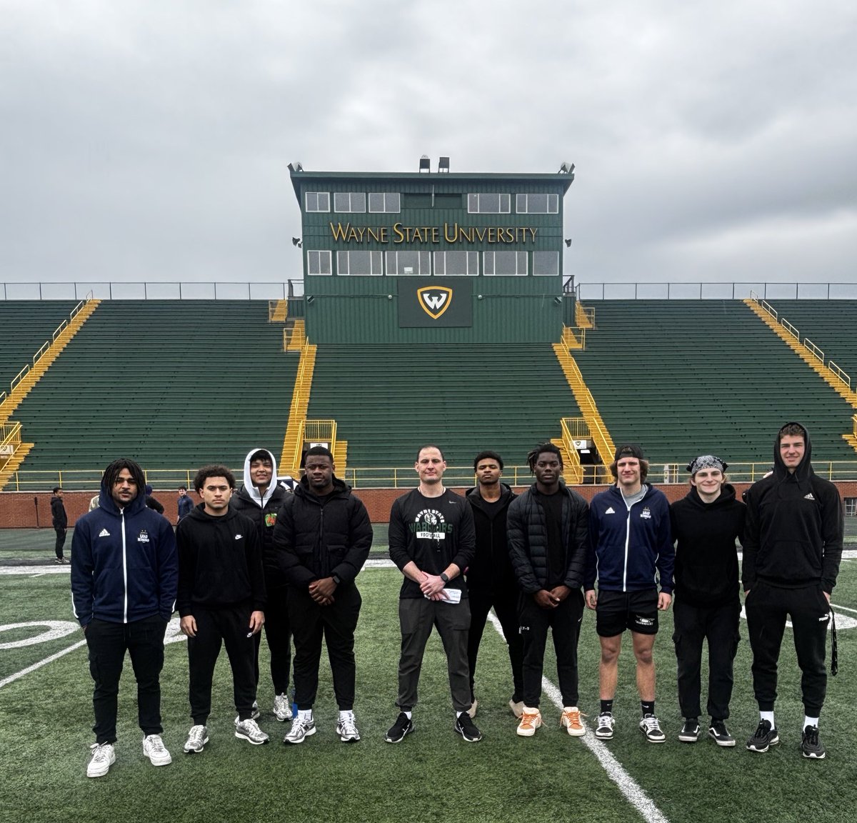 Thank you to <a href="/CoachWheat6/">Tyrone Wheatley</a> and <a href="/CoachASaleh/">Ahmed Saleh</a> for hosting our guys at <a href="/WSUWarriorFB/">Wayne State Football</a> practice this weekend, AND THE 3️⃣ OFFERS LAST WEEK! #WarriorKings