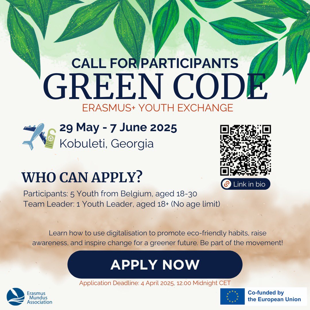 Erasmus_Mundus's tweet image. Have you applied yet‼️

➡️ Only 5 days left!

📅 Dates: 29 May – 7 June 2025
🔗 Apply by: 4 April, 12:00 AM CET

🙌🏼 Learn digital tools, embrace sustainability, meet new cultures – all expenses are covered!

🔰 Apply now: [tinyurl.com/37x89etf]

#GreenCode #Sustainability
