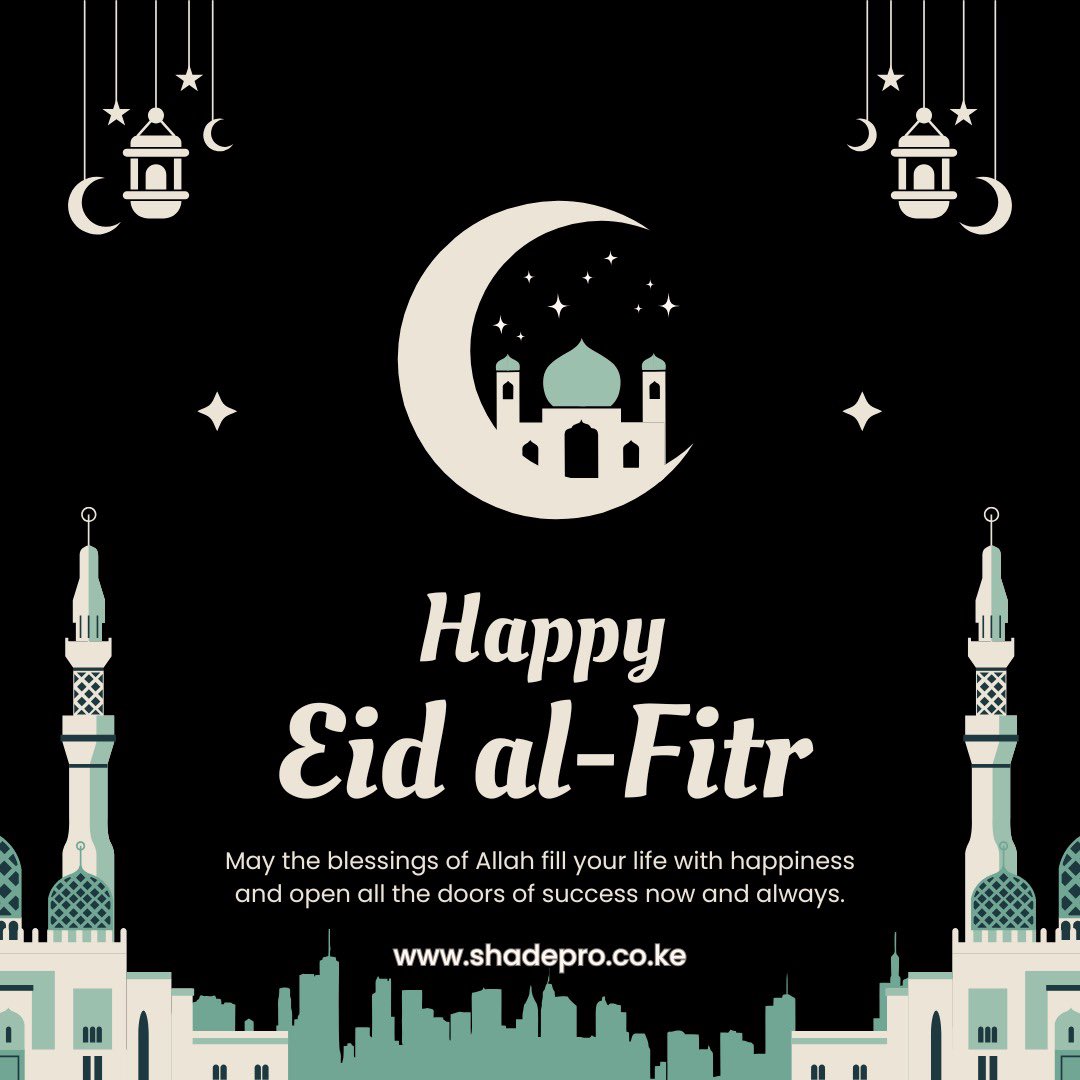 Shadepro_ke's tweet image. 🌙✨ Eid Mubarak from ShadePro Solutions!✨🌙  

As we celebrate Eid al-Fitr,we extend our warmest wishes to you and your loved ones.

Just as our shades provide comfort and  may this Eid bring you blessings and endless joy.

🌟 Eid Mubarak!🌟  

#shadepro  #EidUlFitr