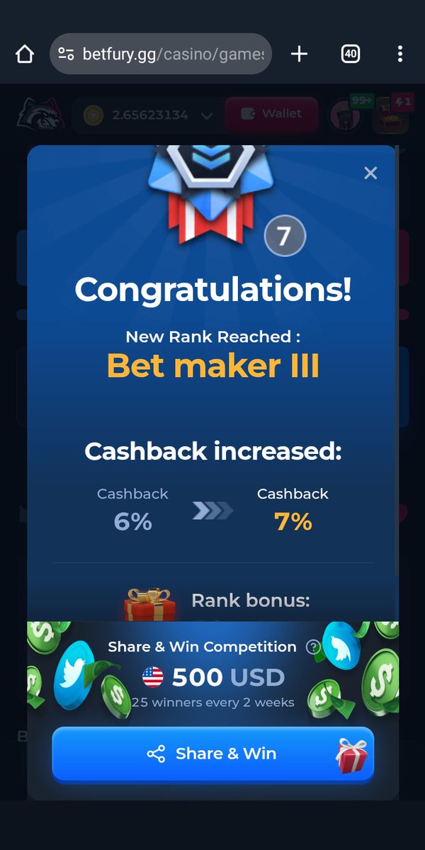 waclovas's tweet photo. Amazing 😍🤩
Just got to # LVL 7 and extra 50$ 💰 🤑 
😎 Yup! I increased my #Rank on @betfury_gaming!
Let’s open new chances: https://t.co/wPl1ItK7Vo                            
 #bf_share_win #betfury #crypto
Join me here &amp; get some 💰for doing so👇 😎 
 https://t.co/ODWyCSkqZm https://t.co/Urziwro430