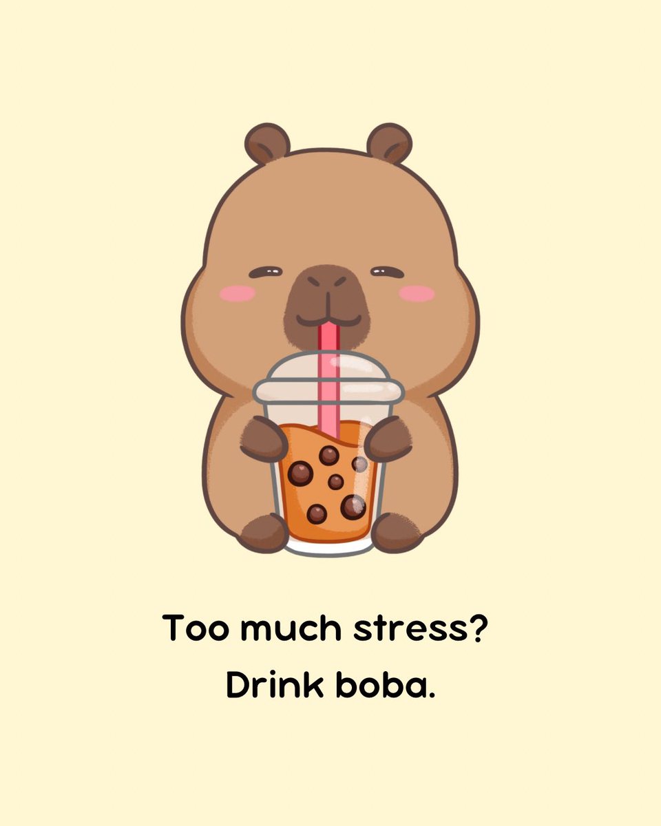 CapyFun's tweet image. Capy’s boba philosophy 🧋😄 #capybara #animals #capyfun #anime #viral #kawaii #cute #helenhwu #comic #ComicArt #boba