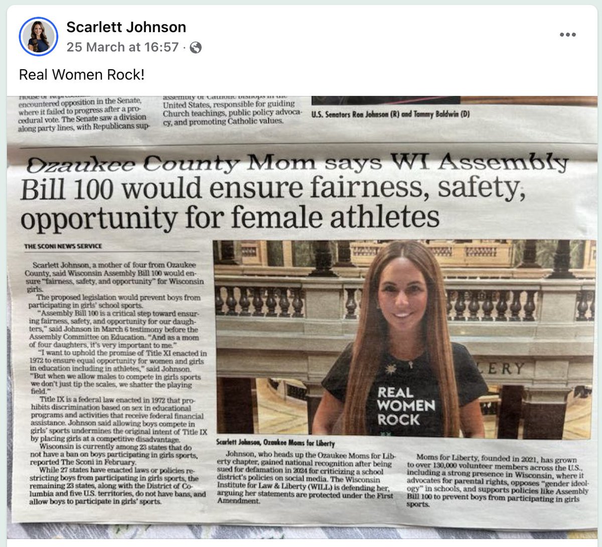 jnorcr's tweet image. So, when #MomsforLiberty&apos;s Scarlett Johnson posts a &quot;news&quot; story that features her anti-LGBTQ activism, she is careful not to draw attention to the fact it is generated by Metric Media&apos;s #pinkslime &quot;outlet&quot;, The Sconi. 
---
#Wisconsin #FakeNews #RightWingWatch
