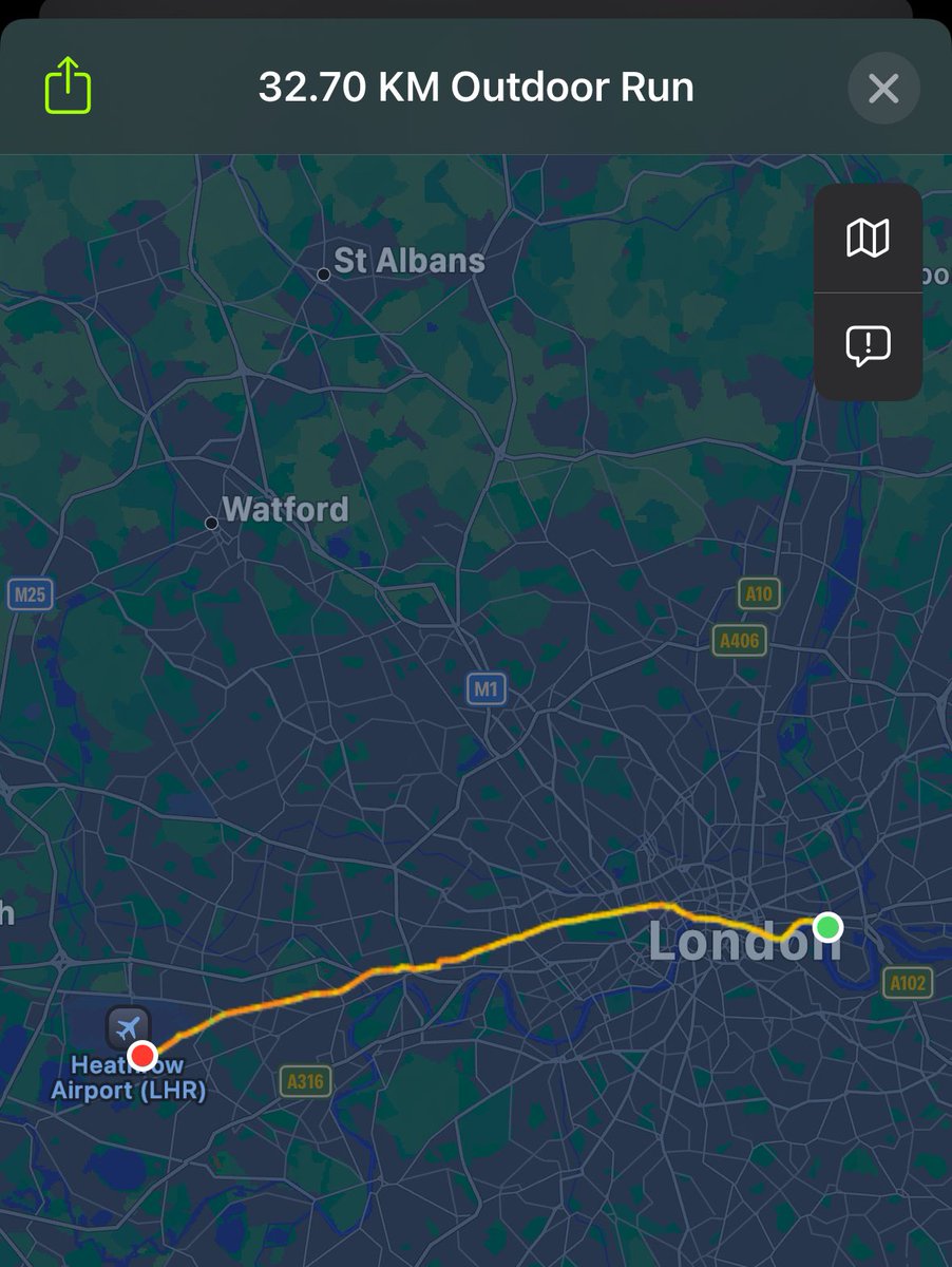 YagyanshB's tweet image. successfully completed my run from canary wharf to london heathrow. the duration was 4 hours and 9 minutes in total and i must admit at the 25km mark my legs started shaking.
i mentioned about this ambitious goal to a few friends and i am glad they found this idea crazy which…