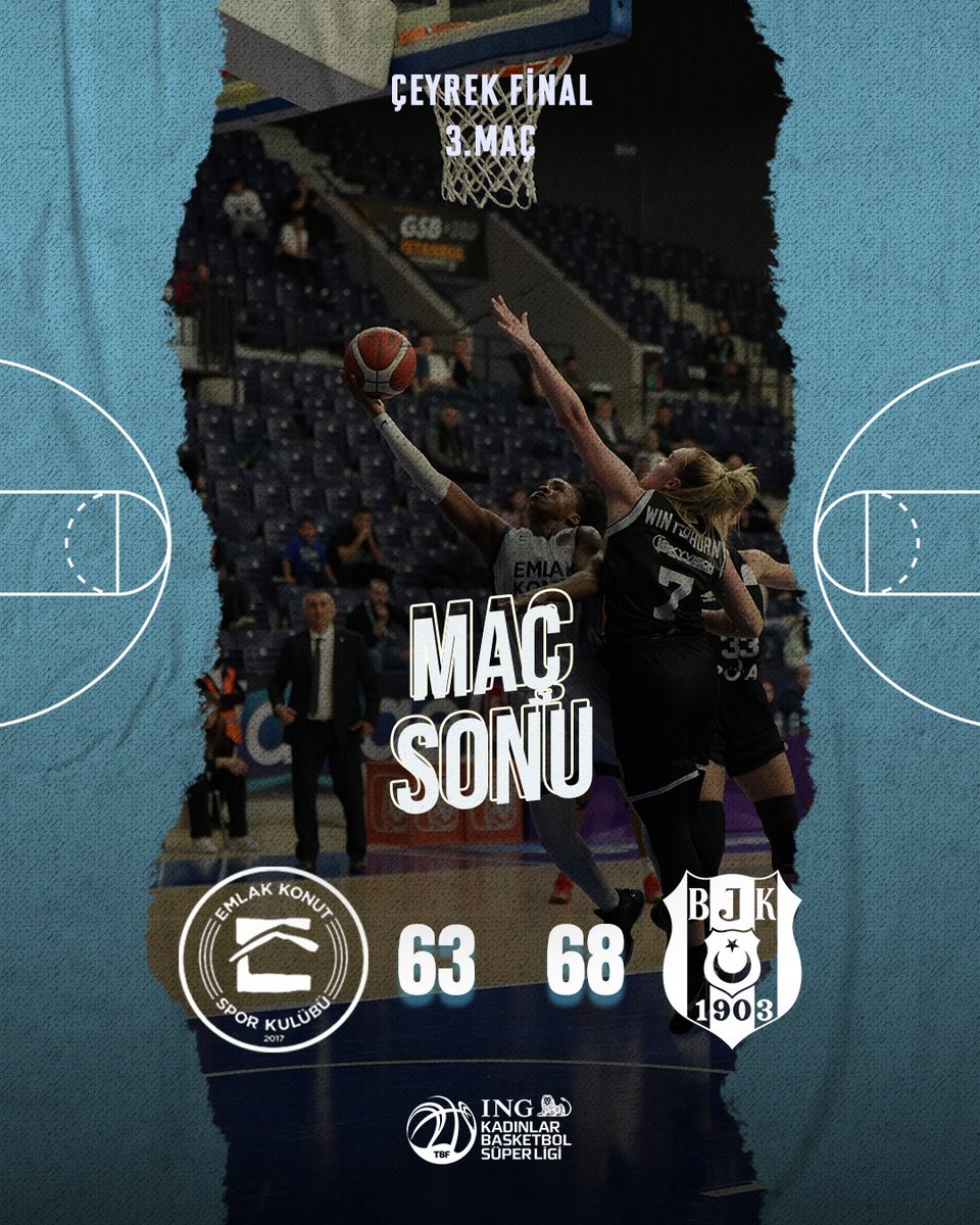 KBSL 3. Tur Play-Off Maç Sonucu
Emlak Konut 63 
Beşiktaş Boa 68