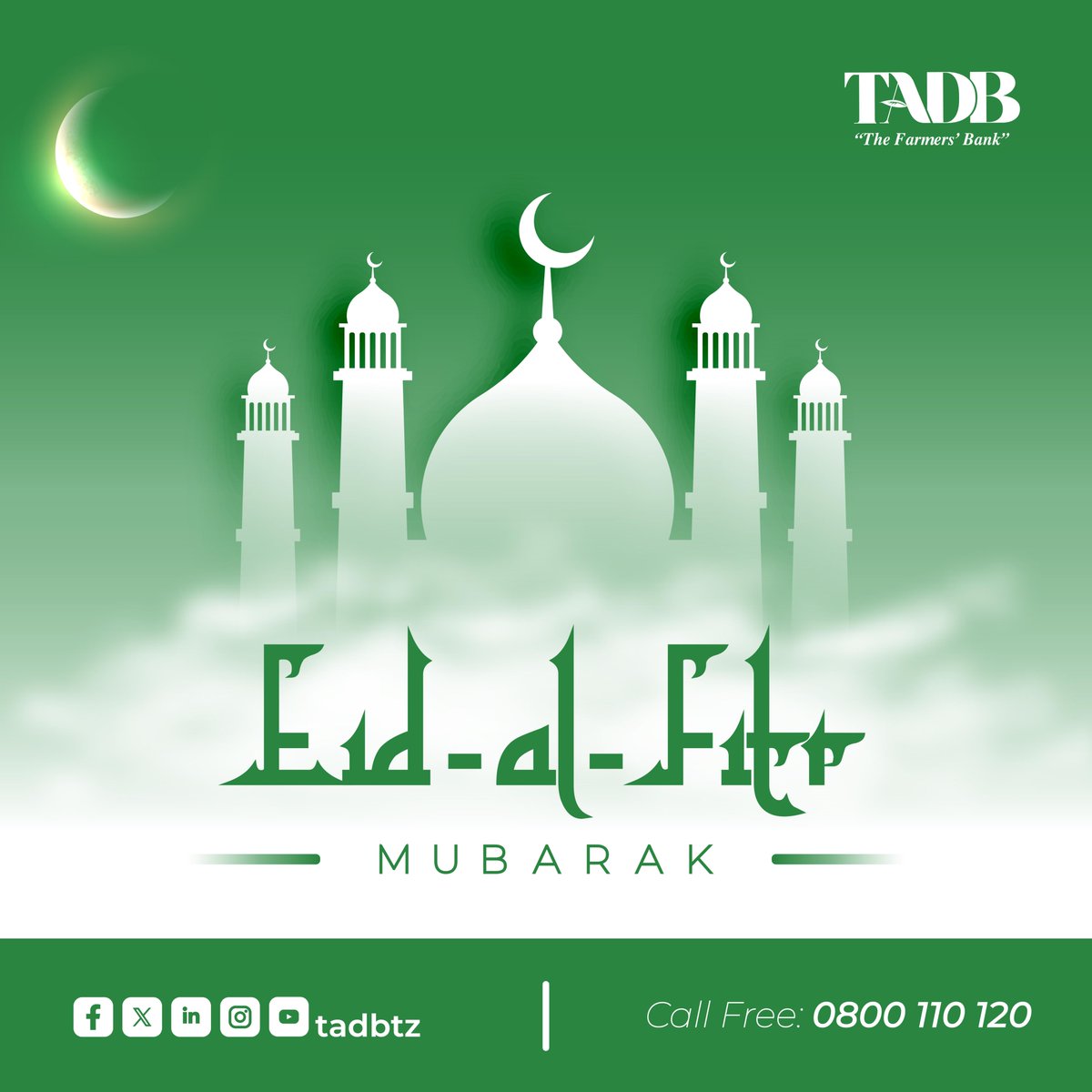 Eid al Fitr Mubarak 🌙

Tunawatakia Waislam wote Eid njema yenye Baraka.

#TADB #Eidalfitr #Eidulfitr #EidMubarak #KilimoKinaBenkika