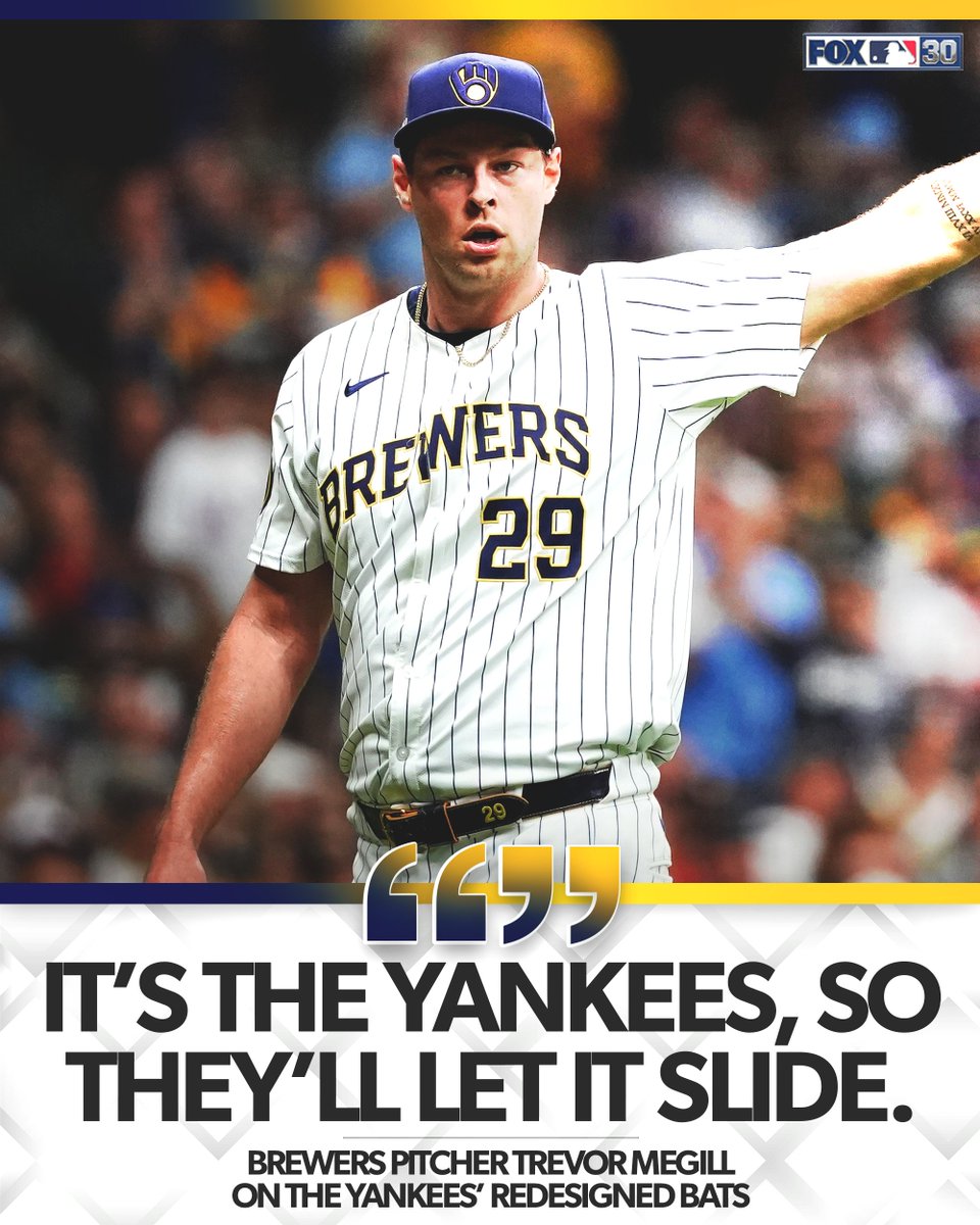 Brewers pitcher Trevor Megill had some thoughts on the Yankees' new bats

(via <a href="/nypost/">New York Post</a>)