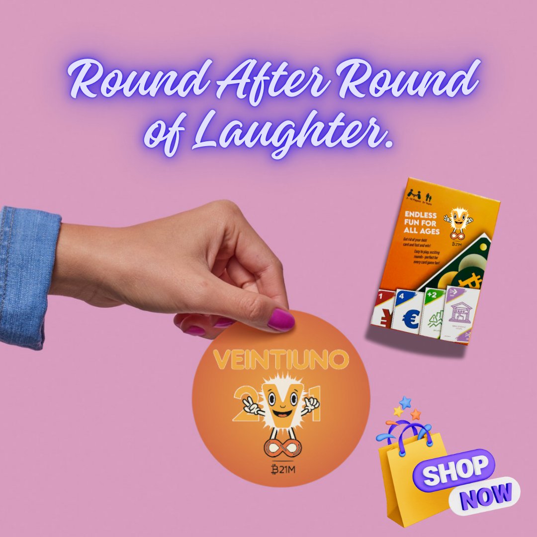 JoeMartinBTC's tweet image. Laugh out loud, round after round! 😂✨ 
Every play of Veintiuno Bitcoin unfolds a new chapter of smiles and hilarity. 😍🎉 
#NeverEndingFun #LaughterTherapy #VeintiunoBitcoin
veintiunobitcoin.com/products/veint…