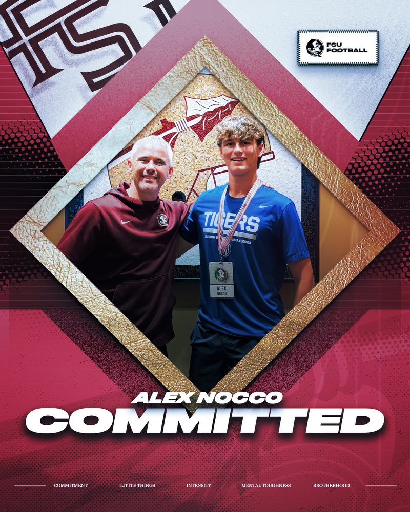Alex Nocco 5⭐️ (@noccoalex) on Twitter photo I am excited to announce that I will be joining <a href="/FSUFootball/">FSU Football</a> this summer as a PWO for the 2025 season. Thank you <a href="/Coach_Norvell/">Mike Norvell</a> <a href="/FSUCoachJP/">John Papuchis</a> <a href="/CoachJRut/">Jonathan Rutledge</a> <a href="/ChuckCantor/">Chuck Cantor</a> for the opportunity to join the #NoleFamily and this blessing. Psalm 37:5 #AMDG #GONOLES #KeepCLIMBing I am excited to announce that I will be joining <a href="/FSUFootball/">FSU Football</a> this summer as a PWO for the 2025 season. Thank you <a href="/Coach_Norvell/">Mike Norvell</a> <a href="/FSUCoachJP/">John Papuchis</a> <a href="/CoachJRut/">Jonathan Rutledge</a> <a href="/ChuckCantor/">Chuck Cantor</a> for the opportunity to join the #NoleFamily and this blessing. Psalm 37:5 #AMDG #GONOLES #KeepCLIMBing