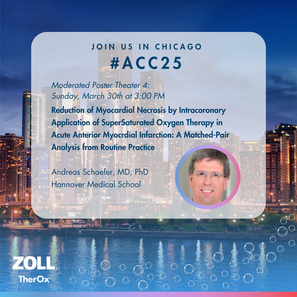 Excited for Day 2 of #ACC25! Don't miss Dr. Andreas Schaefer's moderated poster showcasing myocardial necrosis reduction following #SSO2 Therapy today at 3:00 PM. And be sure to swing by Booth #6055 for more information on the #MicrovascularMovement!

#HealingHearts #ThinkTherox