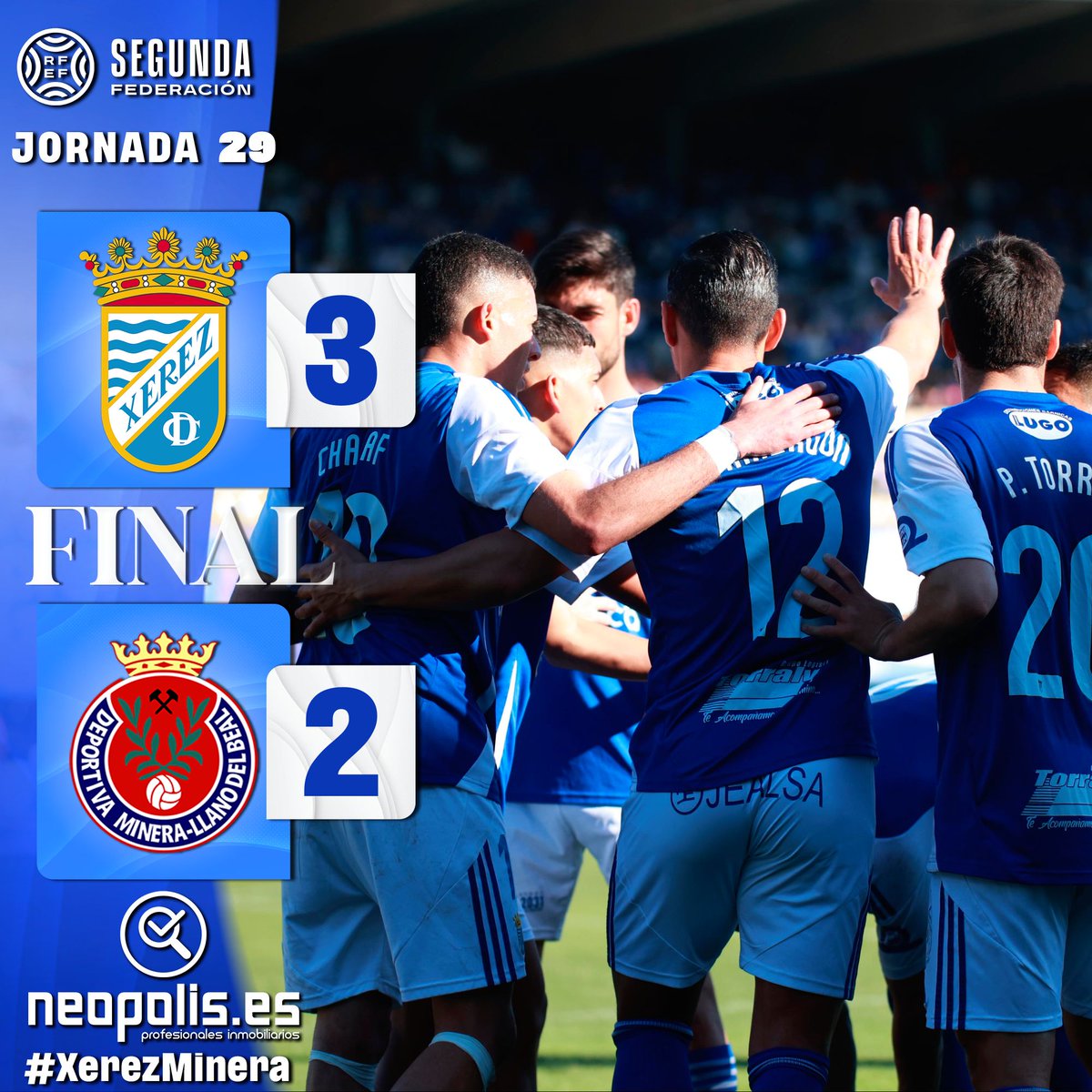 XerezCD_OFICIAL's tweet photo. ⏱️ 90' | ¡FINAAAAAAAAAAAAAL! ¡PARTIDO DE LOCURA QUE CAE DEL LADO XERECISTA! ¡SEGUIMOS, XERECISTAS!

💙 3️⃣-2️⃣ 🔴 #XerezMInera

#SegundaRFEF https://t.co/5mPKdMEl9o
