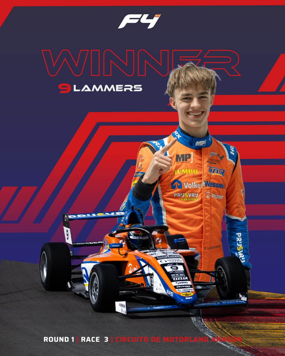 A win for a win: Mission accomplished #renelammers may have lost the Sprint Race win, but that did not dampen his spirits and he managed to win the last race of the weekend! 🏆

#F4Spain #F4SpanishChampionship