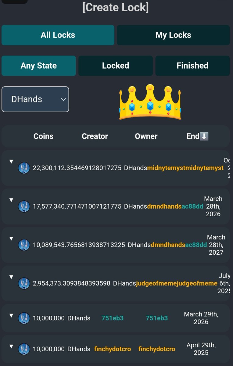 dmndhandcro's tweet image. Update: $DHANDS
72MIL TOKENS &amp;amp; COUNTING
ARE  LOCKED UP ON puush.fun/coin-locker
#CROFAM #PUUSHDABUTTON
#CRONOS #CRYPTO @cryptocom
@PUUSHDABUTTON