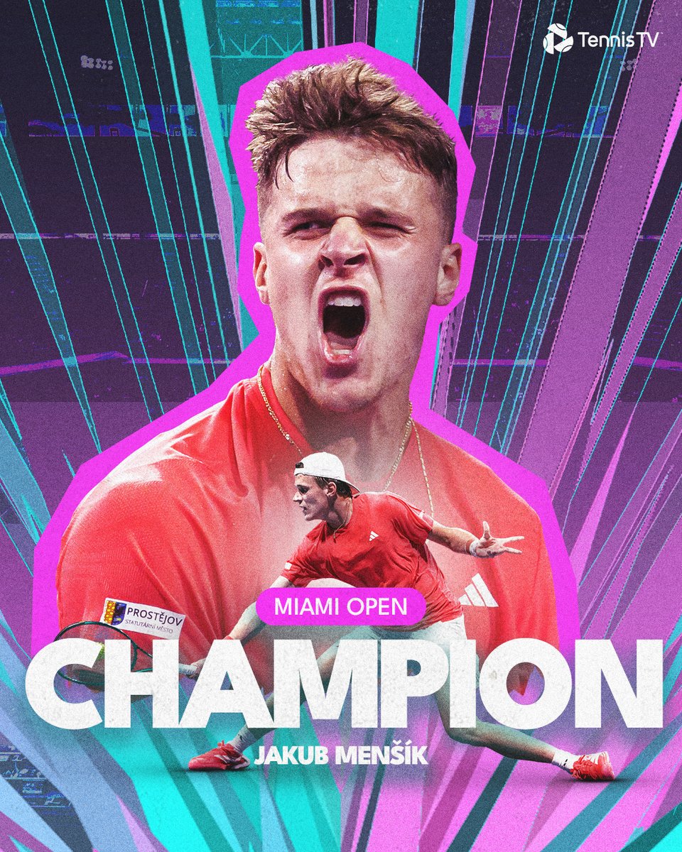 Tennis TV (@tennistv) on Twitter photo Young. Fearless. CHAMPION.
19-year-old Jakub Mensik defeats his idol Novak Djokovic to win his first ever Masters 1000 in Miami - and first ATP title!!!
#MiamiOpen <a href="/mensik_jakub_/">Jakub Mensik</a> Young. Fearless. CHAMPION.
19-year-old Jakub Mensik defeats his idol Novak Djokovic to win his first ever Masters 1000 in Miami - and first ATP title!!!
#MiamiOpen <a href="/mensik_jakub_/">Jakub Mensik</a>
