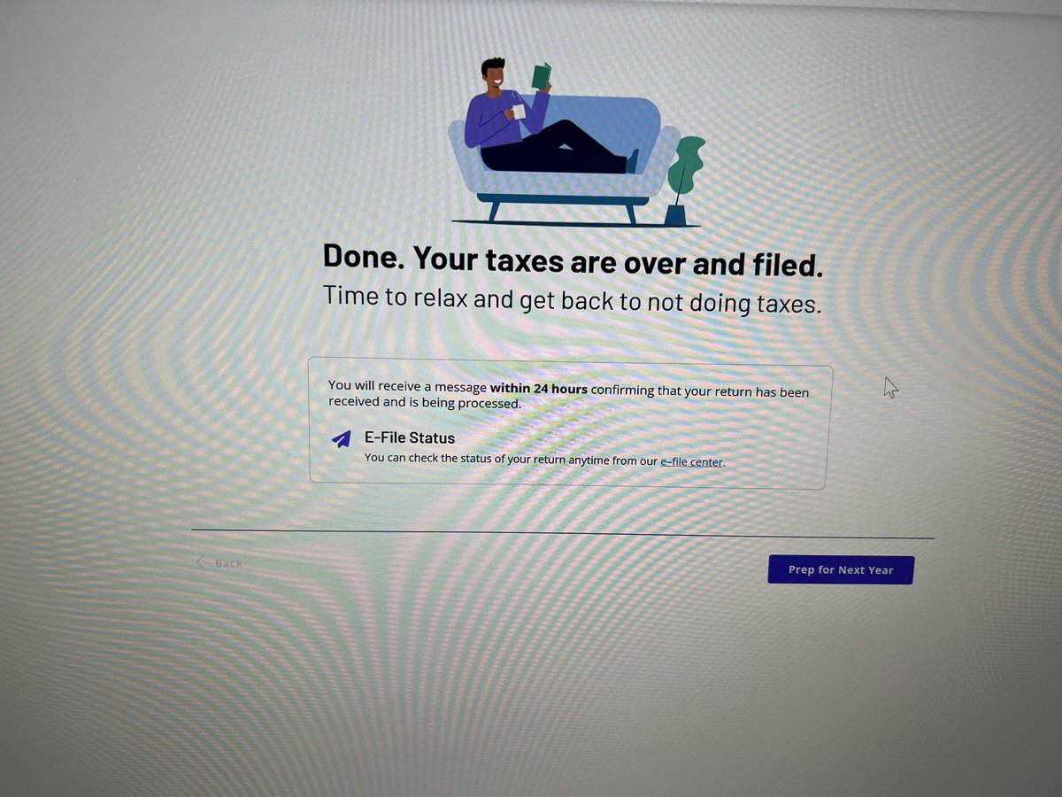 SirTechWizard's tweet image. I just finished filing my taxes! This year was the latest that I’ve ever filed. I will try to start earlier on them next year.