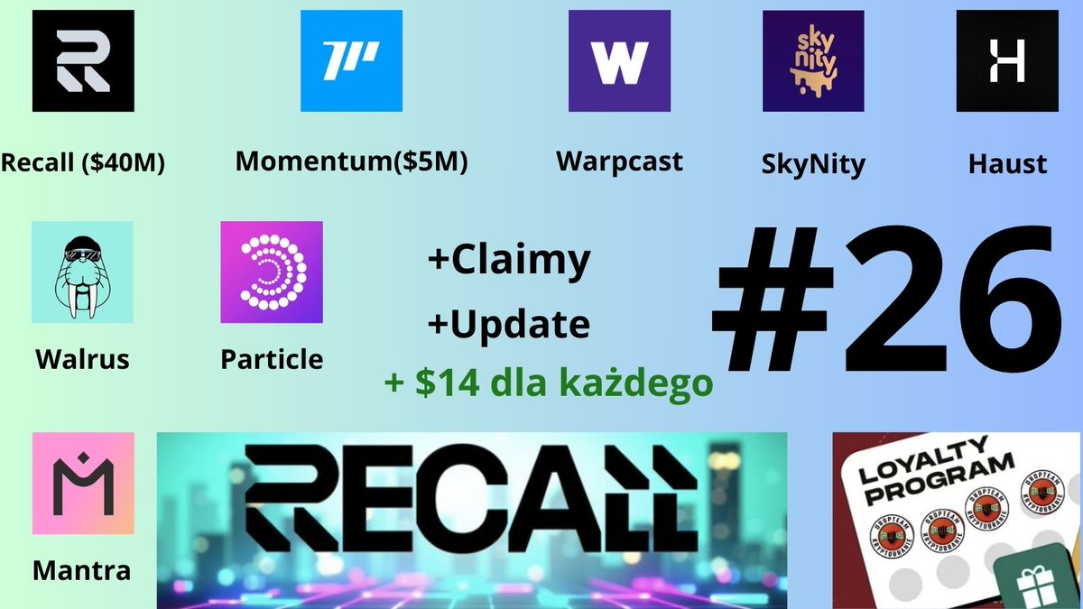 Airdrop to do # 2⃣6⃣
Podsumowanie ostatnich działań.

1⃣🆓Projekt <a href="/recallnet/">Recall</a> Funding💵(~$40M) 
💰Koszt $0 i proste zadania!
🔸Connect wallet , wpisujemy mój kod po "fragment bonus"
🎟️e5299603
🔗boost.absinthe.network/recall/account
🔸Podpinamy sociale.
🔸Działania na galxe.
🔗ref: