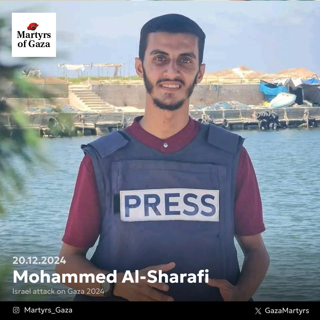 GazaMartyrs's tweet photo. “This is our reality in Gaza, the land of honor one martyr follows another.

We are the three martryred Al-Sharafi brothers. I am Muaz, the new bridegroom, and these are Mohammed, the journalist and hafiz-e-Quran, and Diaa, the bravest of us all.

Our mother instilled in us the love of resistance, sacrificing for our homeland, and martyrdom. 

On 20 December 2024, Israel brutally murdered all three of us, leaving our mother bereft and all alone.