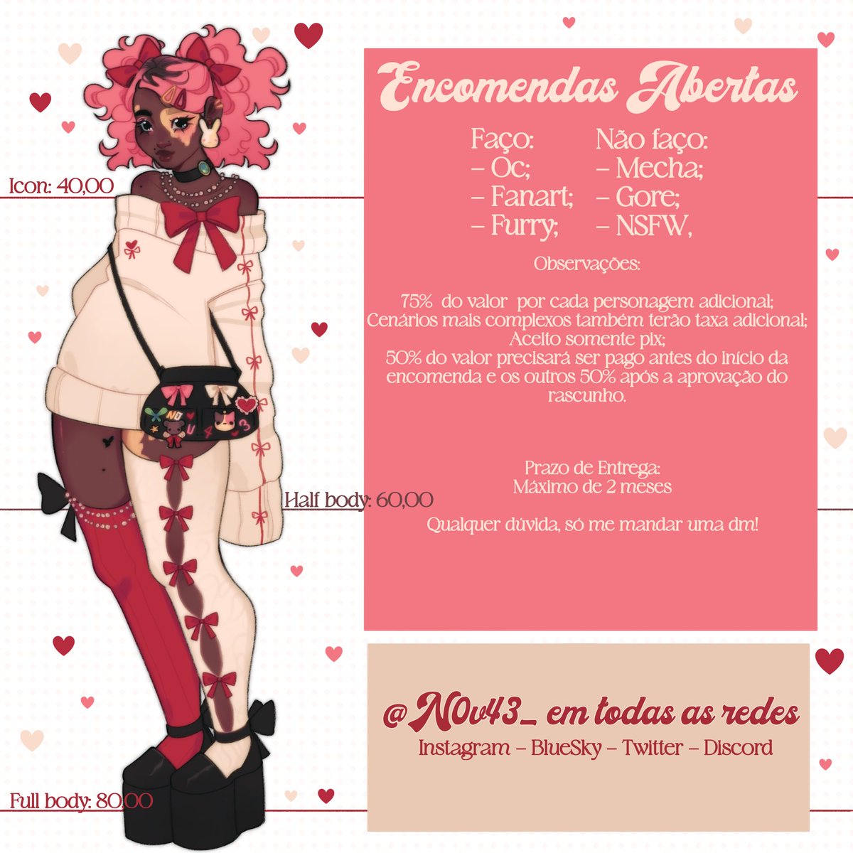 N0v43_'s tweet image. Tabelinha de preço atualizada com os YCH!
Qualquer interesse só me mandar uma Dm 💗