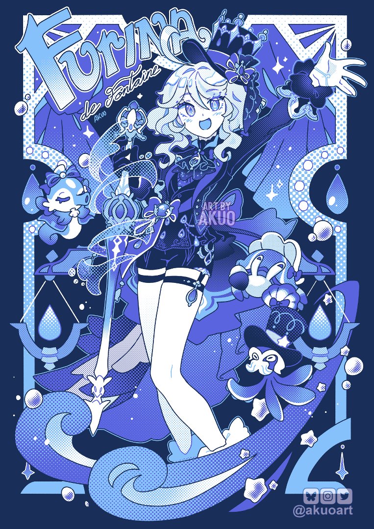 AkuoArt's tweet photo. Furina design for a t-shirt 🌊🌊 https://t.co/CptLDhXZm6