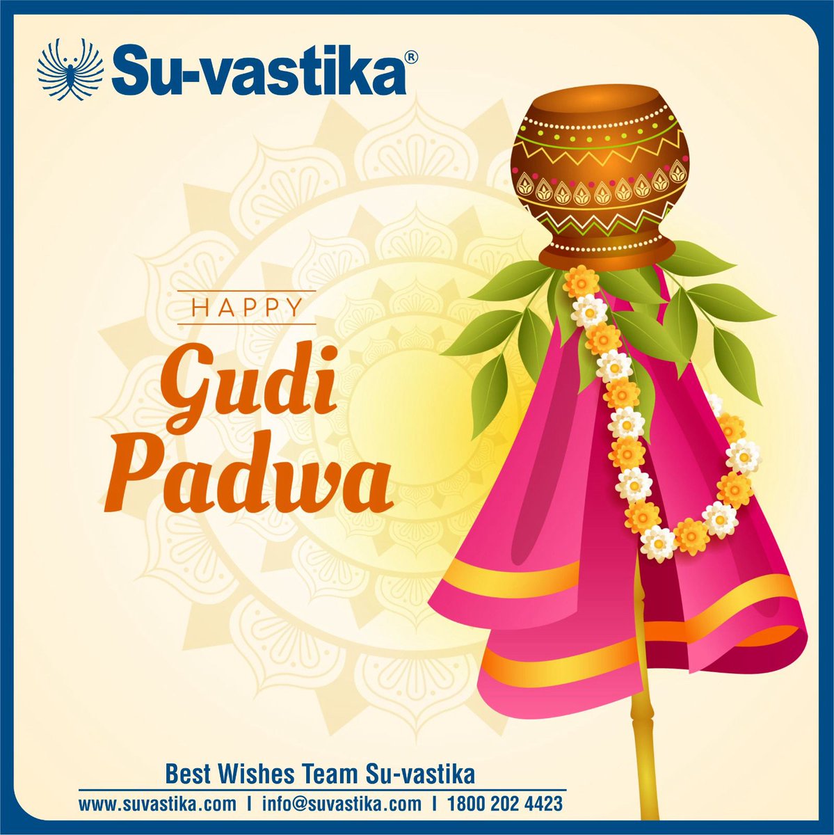 Embrace the Spirit of Gudi Padwa?
As we welcome a new year filled with hope and prosperity, let’s cherish the traditions and blessings of Gudi Padwa.

#GudiPadwaWishes #NewYearNewBeginnings #Suvastika #Blessing #Celebration