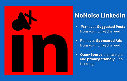 CurranBagga's tweet photo. Block all "Suggested" and "Promoted" posts from your LinkedIn feed using this Chrome extension.
Also it is FREE and OPEN-SOURCE
Webstore link: https://t.co/rjU6xOQk2V
Source-Code: https://t.co/Z5rtdqgc2b
#OpenSourceWeek https://t.co/3iRQuAFzL7
