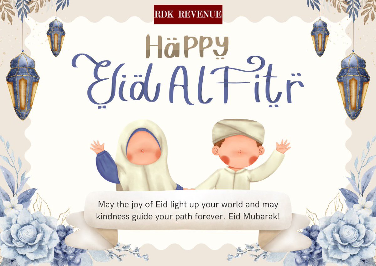 On this blessed occasion of Eid al-Fitr, RDKREVENUE extends heartfelt wishes to you and your families. May this day be filled with joy, togetherness, and countless blessings. Let’s celebrate the spirit of peace and harmony. Eid Mubarak! 🌙✨

#EidMubarak #RDKREVENUE