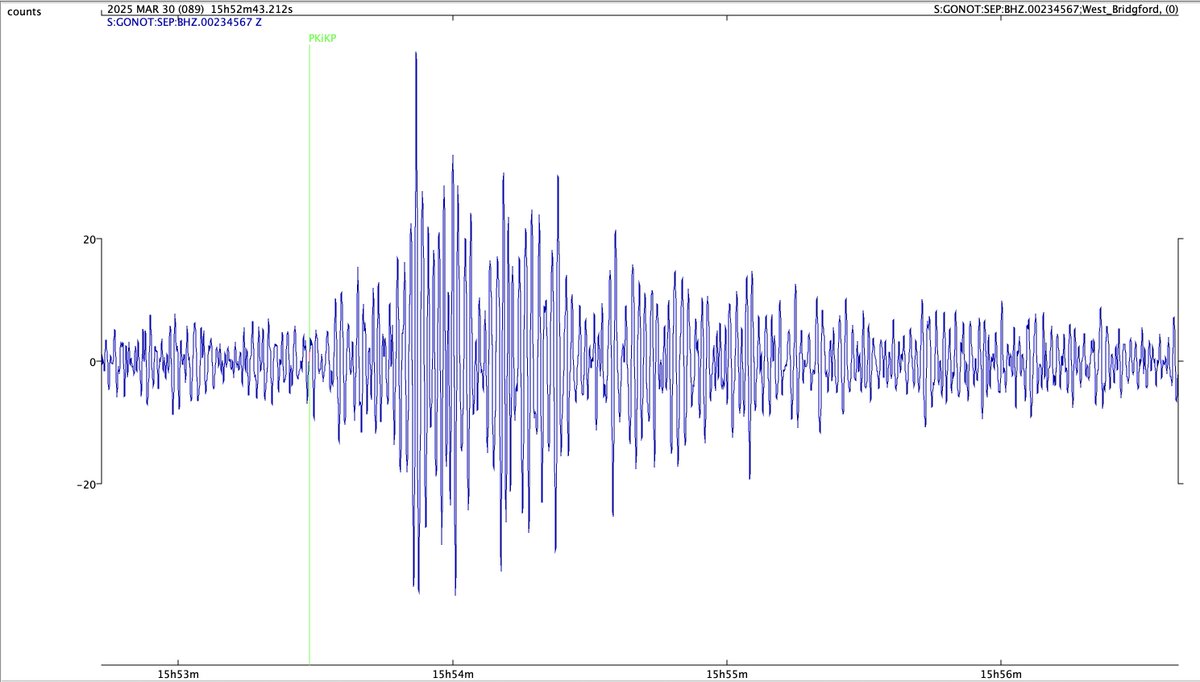M5.8 earthquake, Tonga, at 15.33 UTC on 30 March 2025. Recorded in Nottingham using 'slinky' school seismometer
#earthquake ⚒️ #geology 🦕
earthquake.usgs.gov/earthquakes/ev…