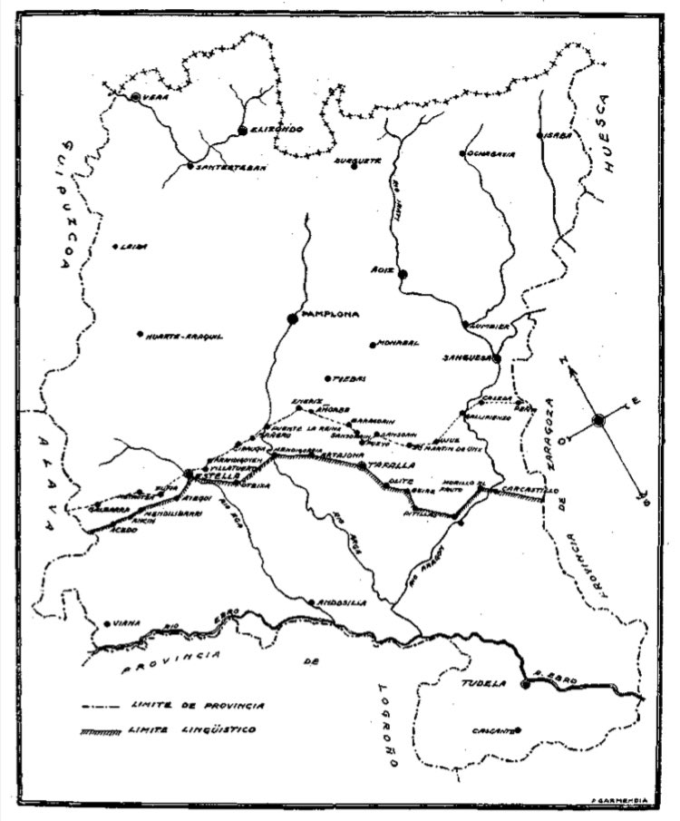 El euskera en Navarra a fines del siglo XVI:
eusko-ikaskuntza.eus/PDFAnlt/riev/2…
Un documento eclesiástico del año 1587 recoje la lengua que se hablaba en los 536 pueblos del Obispado de Pamplona en Navarra. Según dice se hablaba romance en 85 pueblos y euskera en 451.
