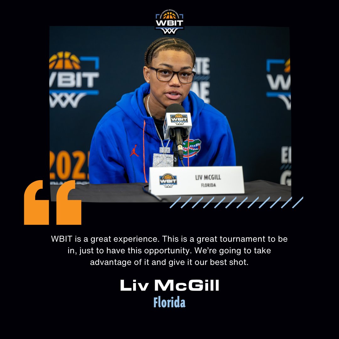 Women’s Basketball Invitation Tournament (@wbitwbb) on Twitter photo OUR BEST SHOT 🐊
<a href="/GatorsWBK/">Gators Women’s Basketball</a> Freshman Guard <a href="/mcgiaiviA1/">Liv McGill</a> recounts the tournament experience so far and what the Gators are hoping to do in Indianapolis.
#ElevateTheGame OUR BEST SHOT 🐊
<a href="/GatorsWBK/">Gators Women’s Basketball</a> Freshman Guard <a href="/mcgiaiviA1/">Liv McGill</a> recounts the tournament experience so far and what the Gators are hoping to do in Indianapolis.
#ElevateTheGame