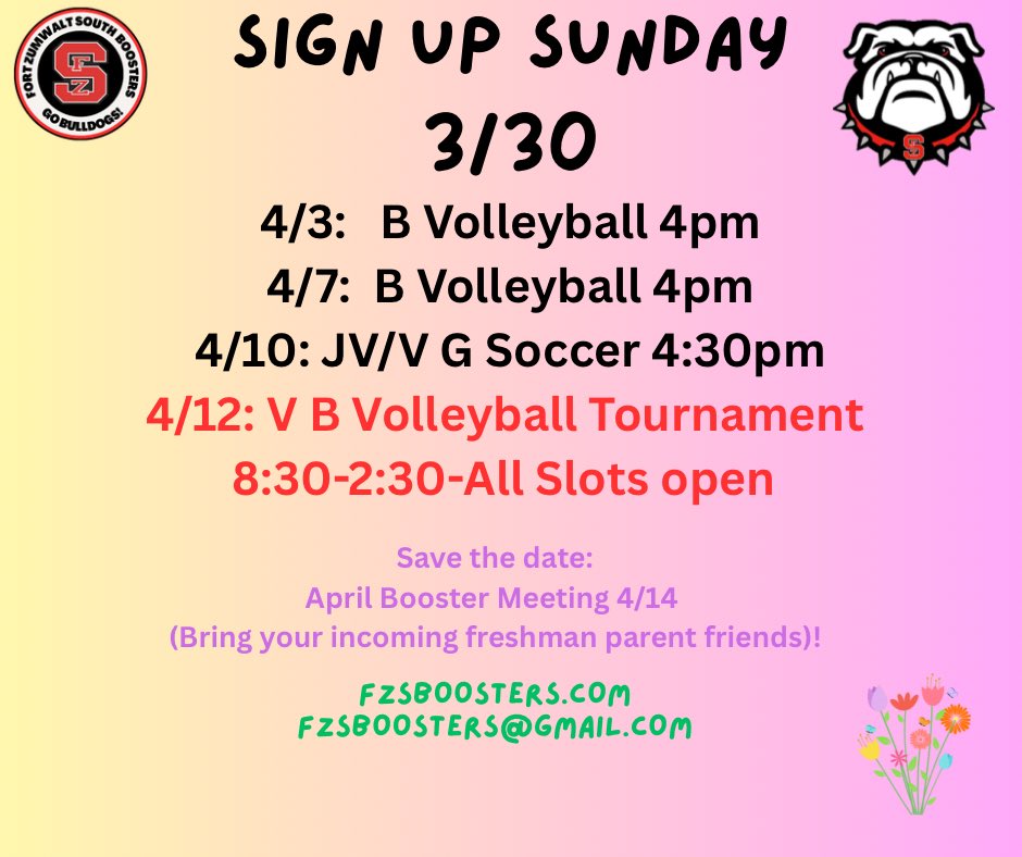 FZS BOOSTERS (@fzsboosters) on Twitter photo It’s Sign Up Sundays and our concession stands need some love from our volunteers this month. Please take a minute and check out our volunteer link. fzsboosters.boosterhub.com/calendar/1516 <a href="/ZumSouth/">Bulldogs</a> <a href="/FZSVB/">FZS Boys Volleyball</a> <a href="/FZS_Soccer/">FZS Girls Soccer</a> <a href="/FZSBaseball/">FZS Baseball</a> <a href="/dfoxfzstennis/">david fox</a> <a href="/FZSGolf/">FZSGolf</a> <a href="/fzsgirlstrack/">FZS GIRLS TRACK & FIELD</a> <a href="/FZSBoysTrack/">FZS Boys Track</a> It’s Sign Up Sundays and our concession stands need some love from our volunteers this month. Please take a minute and check out our volunteer link. fzsboosters.boosterhub.com/calendar/1516 <a href="/ZumSouth/">Bulldogs</a> <a href="/FZSVB/">FZS Boys Volleyball</a> <a href="/FZS_Soccer/">FZS Girls Soccer</a> <a href="/FZSBaseball/">FZS Baseball</a> <a href="/dfoxfzstennis/">david fox</a> <a href="/FZSGolf/">FZSGolf</a> <a href="/fzsgirlstrack/">FZS GIRLS TRACK & FIELD</a> <a href="/FZSBoysTrack/">FZS Boys Track</a>