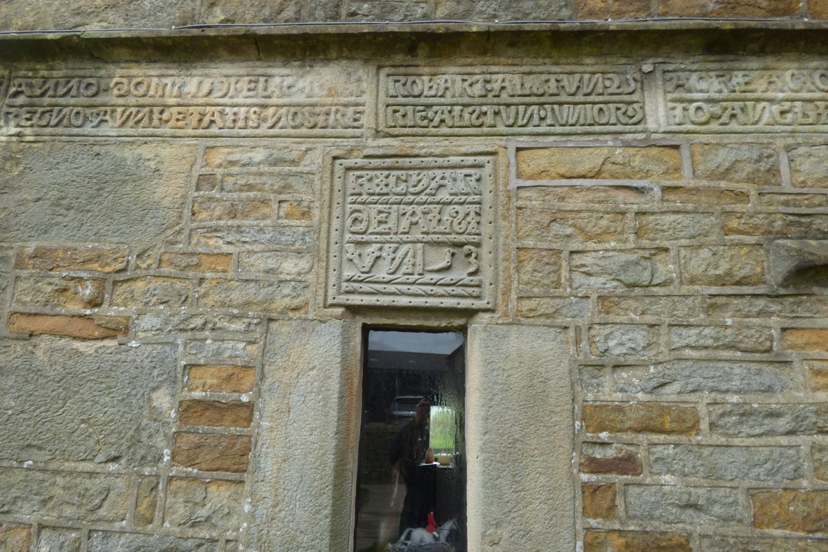 More from Hesketh End, Forest of Bowland, Lancs. Another gargoyle. Window Lintel over small window with sacred monogram between two crosses. More Latin inscriptions on crosswing. <a href="/VArchGroup/">VAG</a>