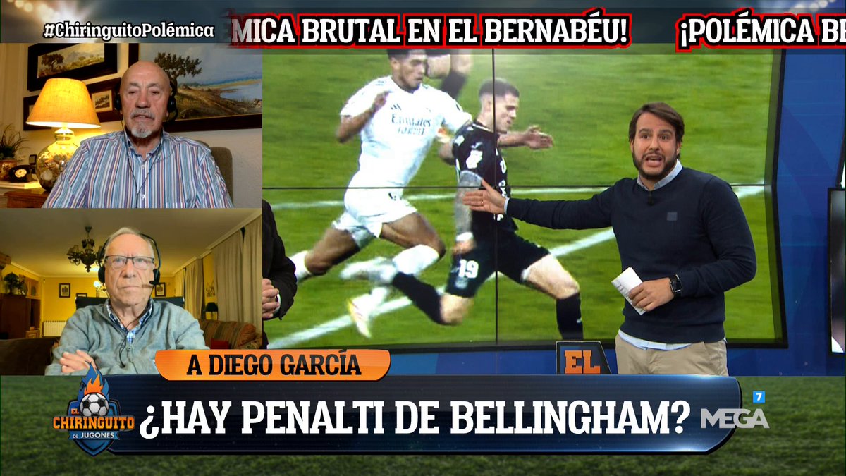 elchiringuitotv's tweet image. 👀 ¿PENALTI de BELLINGHAM a DIEGO GARCÍA? 👀

UNANIMIDAD TOTAL de nuestros ÁRBITROS:
🟥 Urizar Azpitarte: "Penalti y expulsión".
🟥 Pajares Paz: "Penalti y expulsión".
🟥@LaLigaDeRafa: "Penalti y expulsión".
🟥 @JuanfeSanzPerez: "Penalti y expulsión".